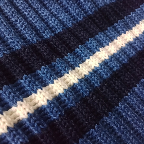 Women's Greendog Blue Ribbed All Over Crew Neck Knit Sweater Size Small Striped - Picture 6 of 11